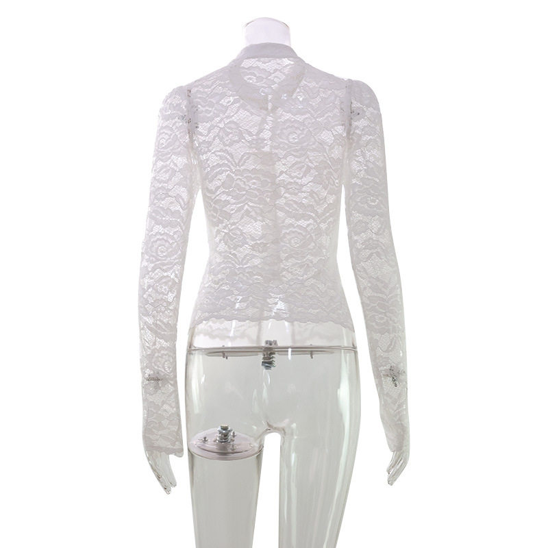 Lace Qipao Top Slim Fit Button Neck Long Sleeve Elegant Style Perfect for Formal Occasions Wholesale Available
