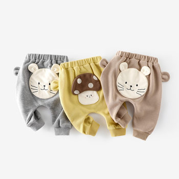 Baby Korean Style Large Pp Pants 2025 New Autum Boys' Style Patch Cartoon Casual Pants Girls' Autum Pants