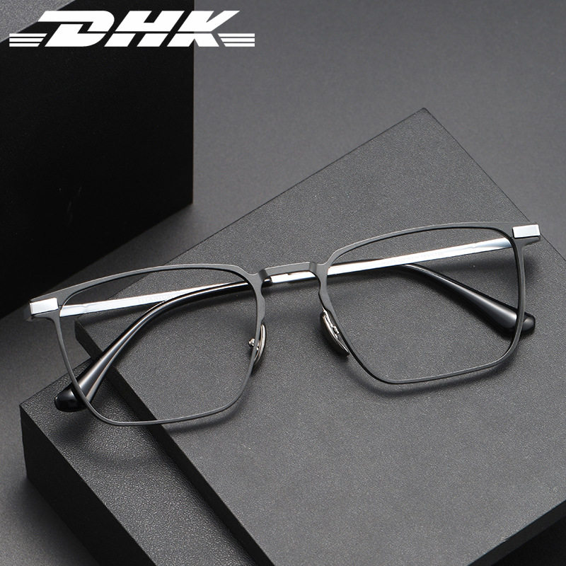 high quality aluminum magnesium frame myopia glasses frame men's 20223 business simple casual square half titanium mirror leg flat mirror