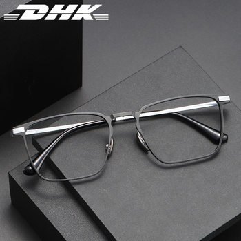 high quality aluminum magnesium frame myopia glasses frame men's 20223 business simple casual square half titanium mirror leg flat mirror