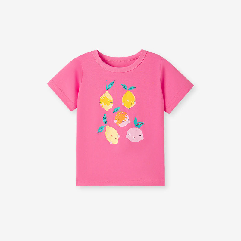 Girls' T-shirt, Cute Floral Baby Top, Summer Short-sleeve Cotton T-shirt Wholesale