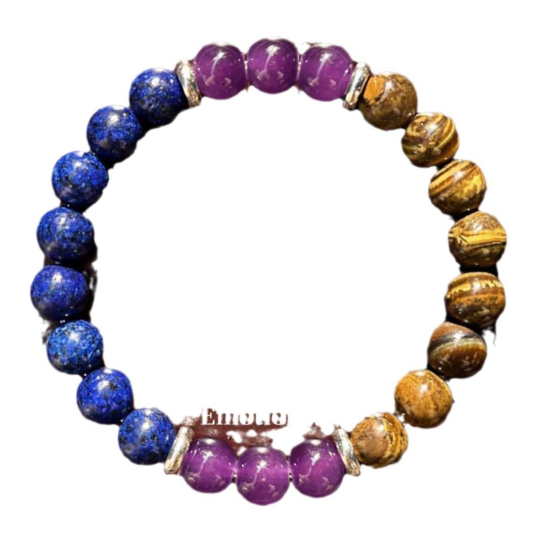 Cross-Border Popular Variety of Three-Element Bracelets, Natural Stone Bracelets, Tiger Eye Stones, Amethyst Bracelets, Direct Supply, Wholesale in Stock
