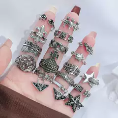 Ring women's retro retro punk style star Saturn simple open ring personality High sense all-match index finger ring