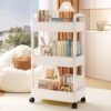 Household Small Cart Storage Rack White Plastic Multi-layer Storage Rack Gap Storage Rack Living Room Snack Storage Rack