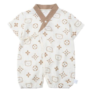 Baby Gauze Cotton Bag Fart Clothes Newborn One-Piece Clothes Short-Sleeved Thin Cotton Type a Baby Monk Clothes Versatile
