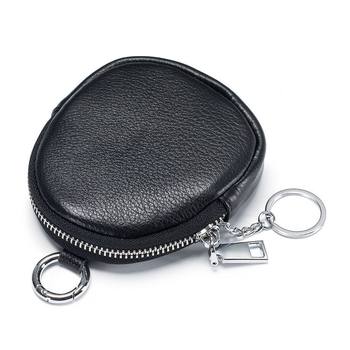Soft Leather Mini Wallet Women's Coin Purse Simple Storage Keychain Coin Coin Purse Hanging Buckle Headphone Bag