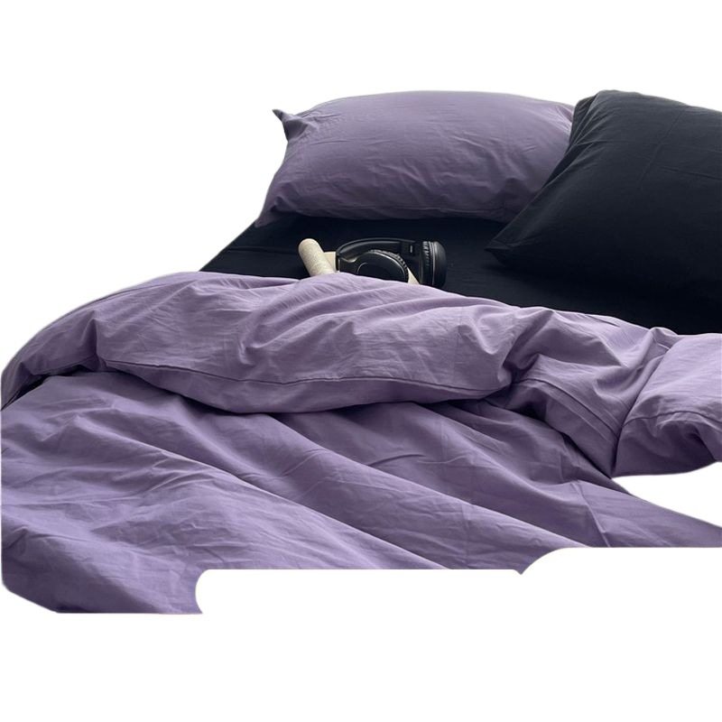 New Washed Cotton Four-Piece Solid Color Quilt Cover Simple Style Quilt Bed Sheets Dormitory Single Three-Piece Student Set