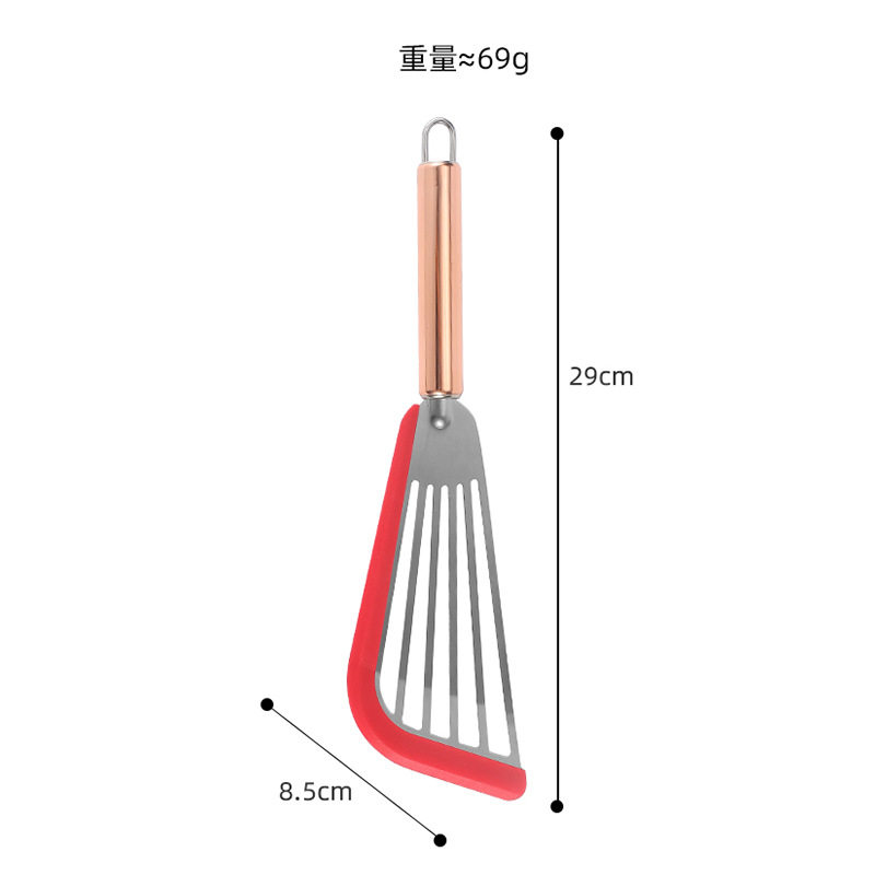 Silicone Stainless Steel Fish Shovel Color Plated Handle Stainless Steel Silicone Edge Fish Shovel Amazon Leak Shovel Kitchen Utensils