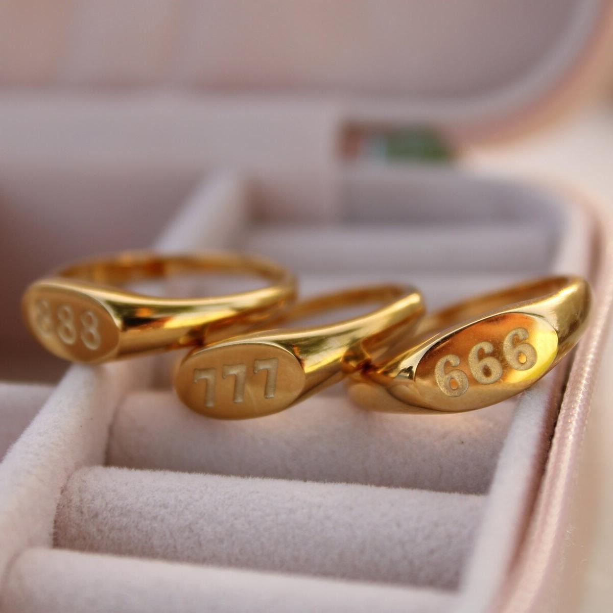 Qiaojin European and American Cross-Border Titanium Steel Number Rings 333 444 999 Wholesale Vintage English Letter Rings