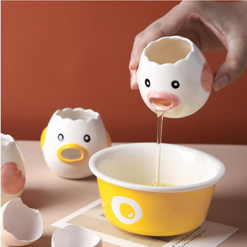 Cross-Border Cute Ceramic Egg White Separator Egg Liquid Filter Egg Separator Household Egg White and Yolk Separator