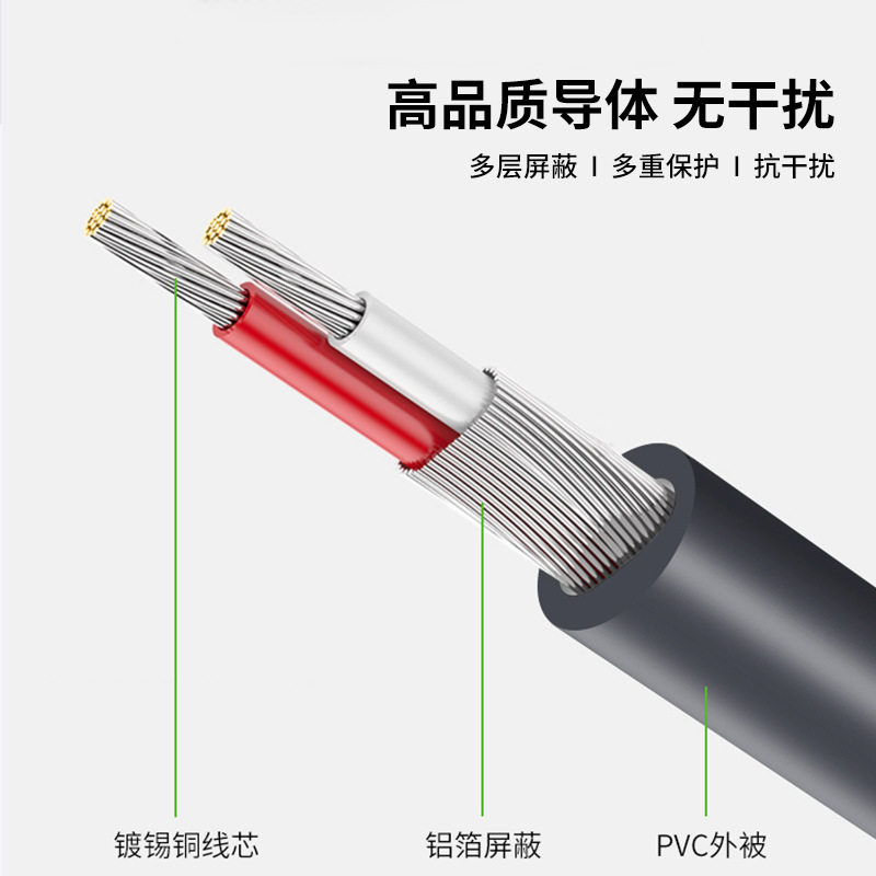 Jinghua 3.5 One-to-two Audio Cable 3.5 to 2RCA Double Lotus Computer Audio Mobile Phone Amplifier Audio Cable