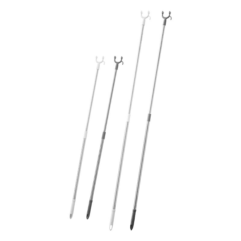 Retractable Clothes Drying Fork Stainless Steel Balcony Clothes Fork Clothes Drying Rod Portable Clothes Rod Clothes Fork Wholesale Solid Color Plastic