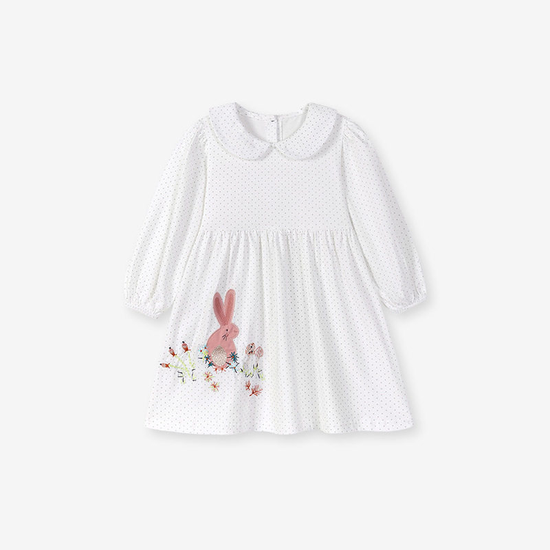 Girls' Autumn Long-Sleeve Dress, Cute Cotton Kids' Dress