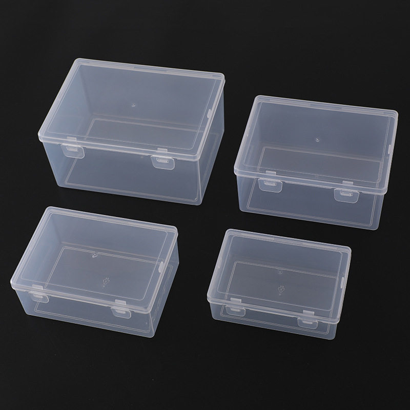 Rectangular plastic box desktop organizing transparent empty box cotton swab floss component organizing storage box large stationery box