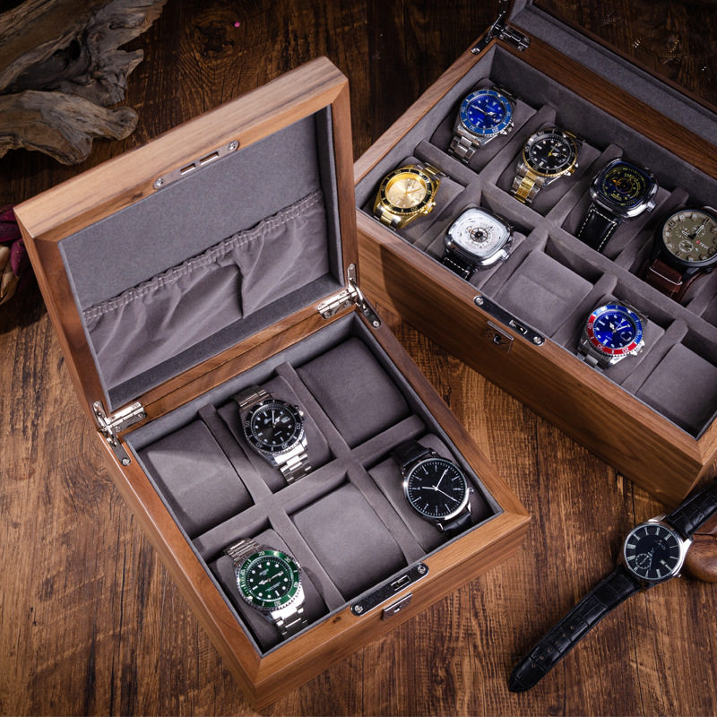 Walnut Wood Watch Storage Box with Lock High Quality Household Simple Watch Jewelry Bracelet Collection Display