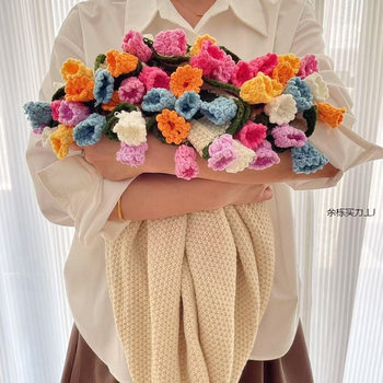 Lily of the Valley Blanket, Immortal Flower Nap Blanket, Pastoral Hand-Woven Lily of the Valley Blanket, Crocheted Bouquet Blanket, Finished Product