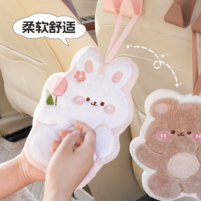 Cartoon Cute Coral Fleece Rabbit Multifunctional Sassafras Hand Towel Home Dining Living Room Decoration Absorbent Hanging Hand Towel Good