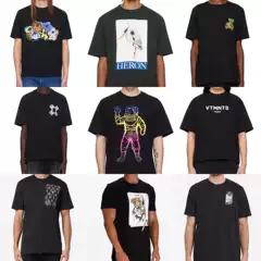 European and American Cross-Border Trendy Brand Cotton Short-Sleeved T-Shirt Loose Men's High Street American Trendy Printed t Ready for Clearance