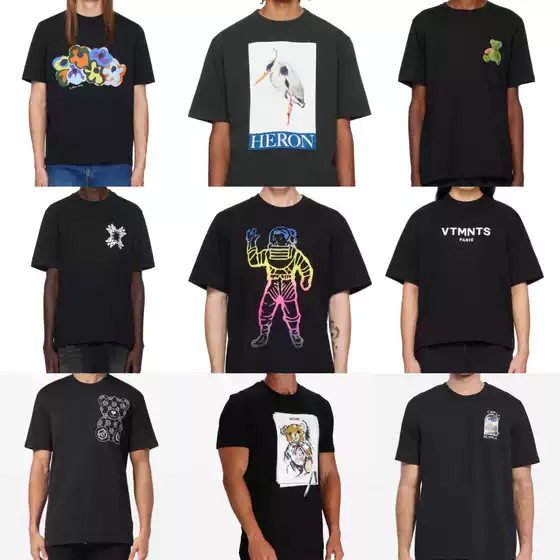 European and American Cross-Border Trendy Brand Cotton Short-Sleeved T-Shirt Loose Men's High Street American Trendy Printed t Ready for Clearance