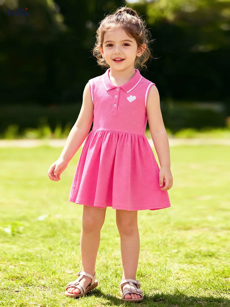 Nouvelle robe de fille d'été, mignonne robe pour enfants sans manches, robe pour enfants en coton pur