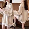 Maternity Winter Clothing New Style Fleece-Lined Thickeneded Sweatshirt Versatile Foreign Style Splicing Outer Wear Warm Maternity Fake Two-Piece Suit