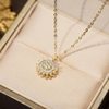 Rotating Sunflower Necklace Women's Fashion Light Luxury Sunflower Pendant Niche Design Sense 18K Gold Titanium Steel Clavicle Chain