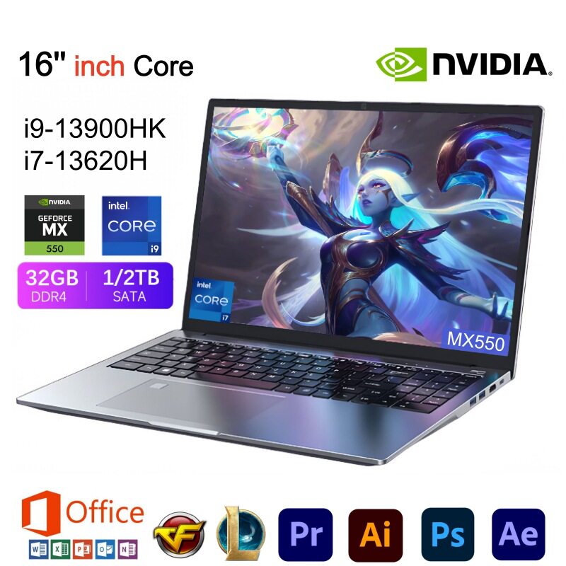 16-дюймовый металлический ноутбук i9-12900 +MX550 с независимым дисплеем, HD игровой офисный ноутбук