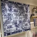 Large square scarf navy blue