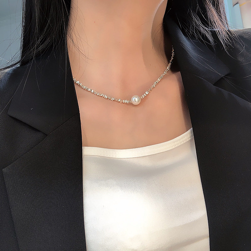 New style Silver Pearl clavicle chain girl niche design elegant high sense ins trendy simple all-match necklace