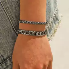 European and American Cross-Border Jewelry Popular Men's Style High-End Cool Men's Bracelet Basic Classic Stackable Bracelet