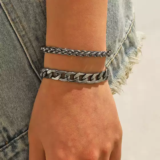 European and American Cross-Border Jewelry Popular Men's Style High-End Cool Men's Bracelet Basic Classic Stackable Bracelet