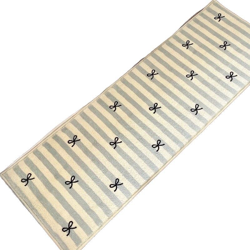 Fresh and Simple Bowknot Imitation Cashmere Thickened Carpet for Bedroom, Cotton Bottom Non-Slip Bedside Rug, Living Room Balcony Bay Window Mat
