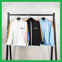 Pa Palm Angel Striped Zipper Jacket Men/Women Retro Casual Sports Jacket Trendy Brand Set