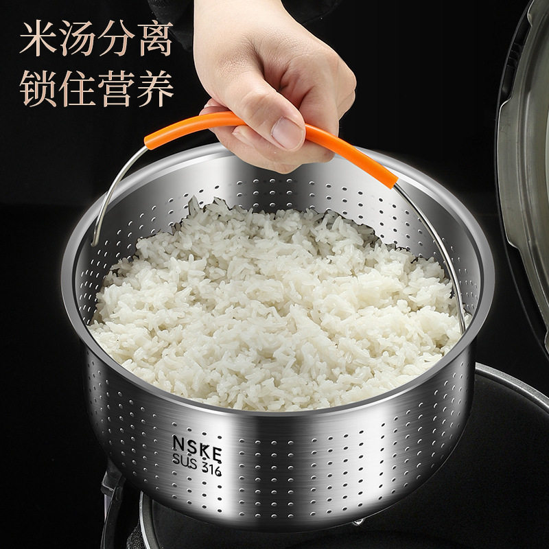 Steamer Rice Cooker 304 Stainless Steel Rice Steaming Rack Steaming Tray Rice Strainer Rice Soup Separator Steaming Rice Gadget