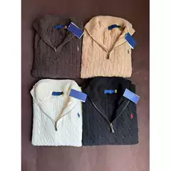 90% Wool 10% Cashmere Retro Half-Zip Cable Knit Pullover Sweater for Men and Women in Old Money Style