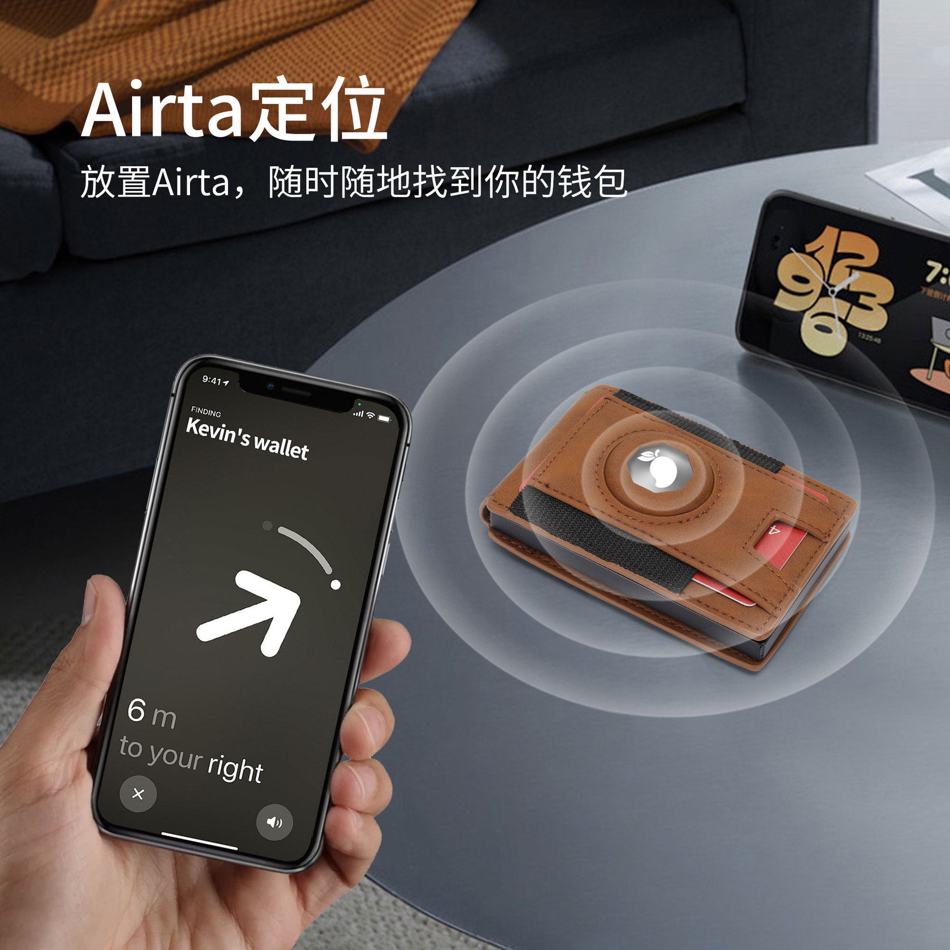 Cross-Border Airtag Tracking and Positioning Wallet Men's Anti-Theft Card Holder Card Holder Multi-Card Slot Genuine Leather Men's Wallet