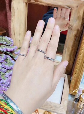 泰国佛牌配饰 LP够Pahuang经文戒指 纯银指环可调节