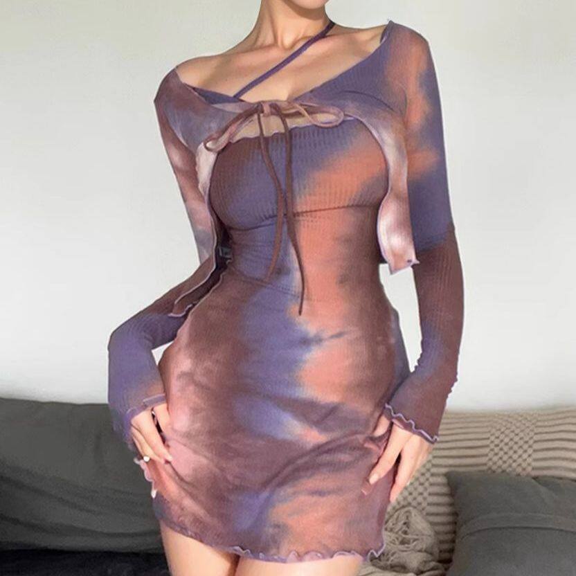 Womens Autumn Fashion Set Short Jacket Sleeveless Dress Cinched Waist Bodycon Fit Casual Wear Wholesale Available