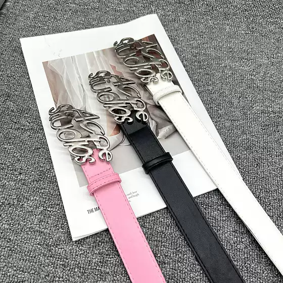 New British Geometric Metal Buckle PU Belt Design Sense Niche Men's and Women's Decorative Skirt Pants Casual Belt