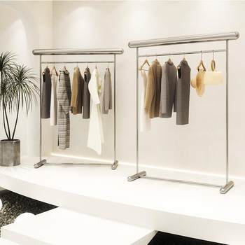 Clothing Store Display Rack Display Rack Floor-to-Floor Stainless Steel Hanger Nakajima Side-Hanging Props Women's Clothing Store Shelf