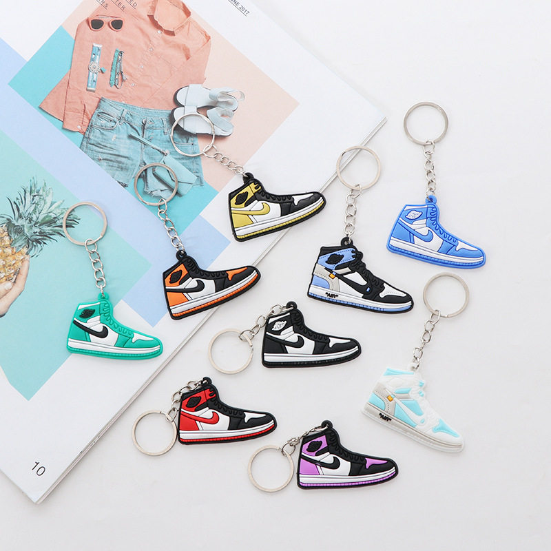 Supply PVC soft glue three-dimensional AJ Jordan basketball shoes student backpack accessories pendant silicone 3D personalized keychain