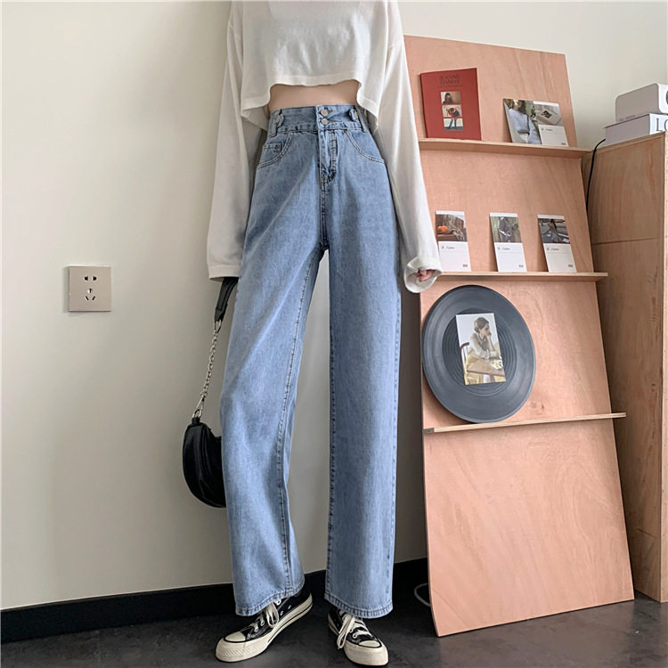 High Waisted Wide Leg Jeans Korean Style Loose Fit Flattering Design Spring Fashion Wholesale Available