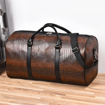 Foreign Trade European and American Style Crocodile Pattern Travel Bag Fashion Personalized Portable Shoulder Bag Short Distance Outdoor Sports Fitness Bag