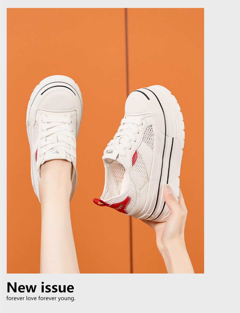Sandal cao gót nữ hở mũi quai ngang đế dày — Trắng vàng, Trắng đỏ chi tiết 12