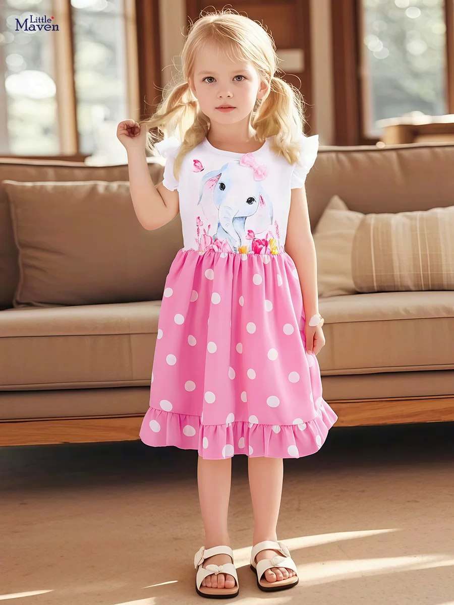 Cartoon Kids' Dress, Summer Cute Short-Sleeve Girls' Princess Dress