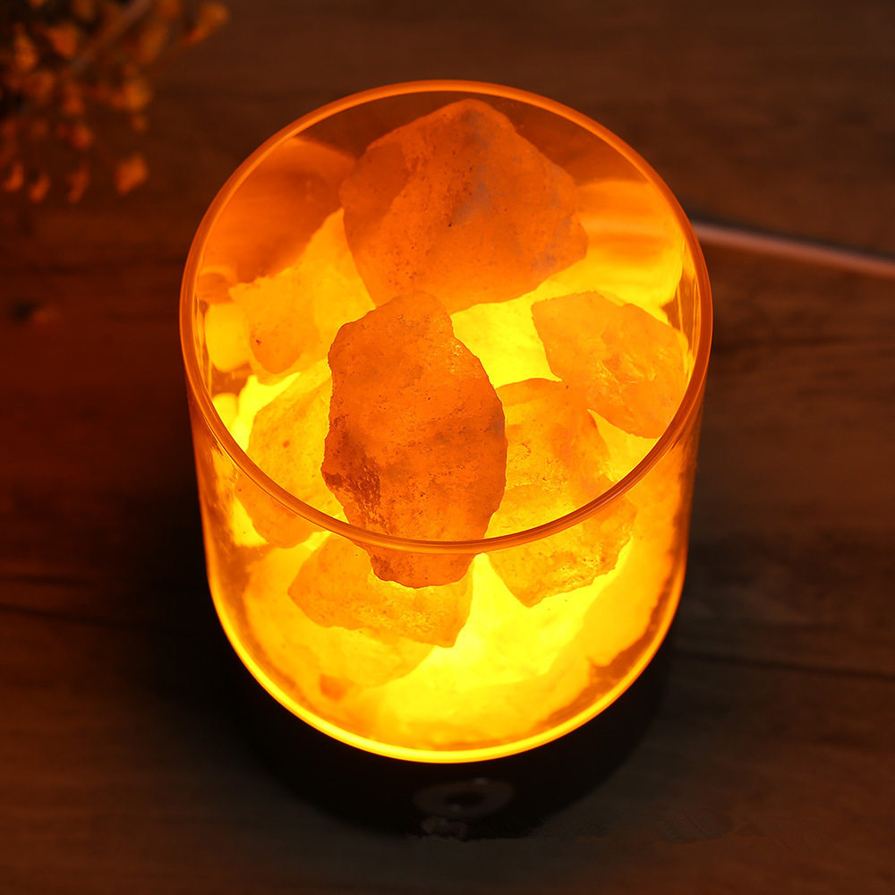 Creative Himalayan Crystal Salt Lamp Negative Ion Salt Mineral USB Night Light Bedroom Sleep Companion Table Lamp Creative Ornament