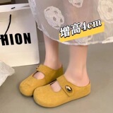 Туфли birkenstock на толстой подошве с внутренней стороны, увеличивающие рост, на танкетке, полусапожки baotou; женская летняя верхняя одежда; новинка 2026 года; одношаговые сандалии и тапочки