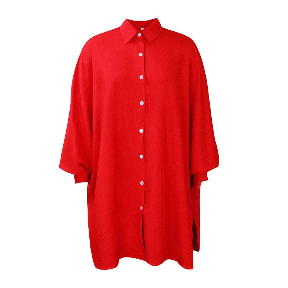 Loose Fit Solid Color Shirt Dress Elegant Collar Plus Size Spring Fashion Ideal for Casual or Formal Occasions