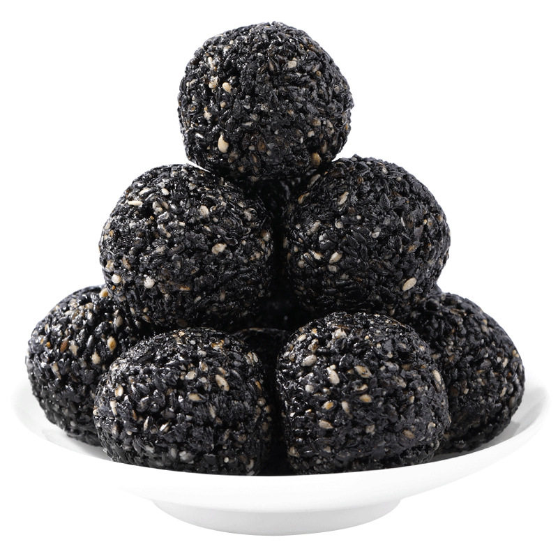 Tiktok Kuaishou same style black sesame balls nine steamed nine drying handmade sesame balls independent pack black sesame balls