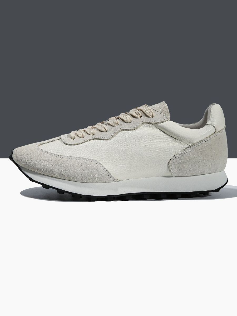 Giày sneaker nam da bò thật phối âu phong cách thể thao — Màu trắng